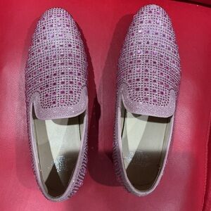 Elegant Pink, Lavender Rhinestone Loafers